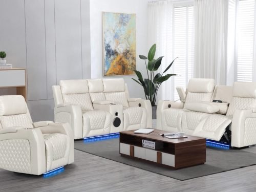 Dubay 3 pc power recliner BLUETOOTH WHiTE LED LIGHTS