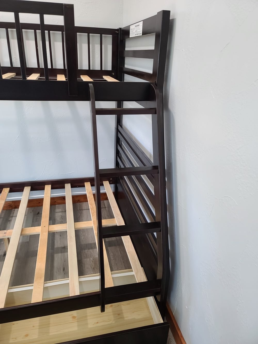 Isaac Twin/Full Wood Bunk Bed with 2 Drawers in Espresso Brown