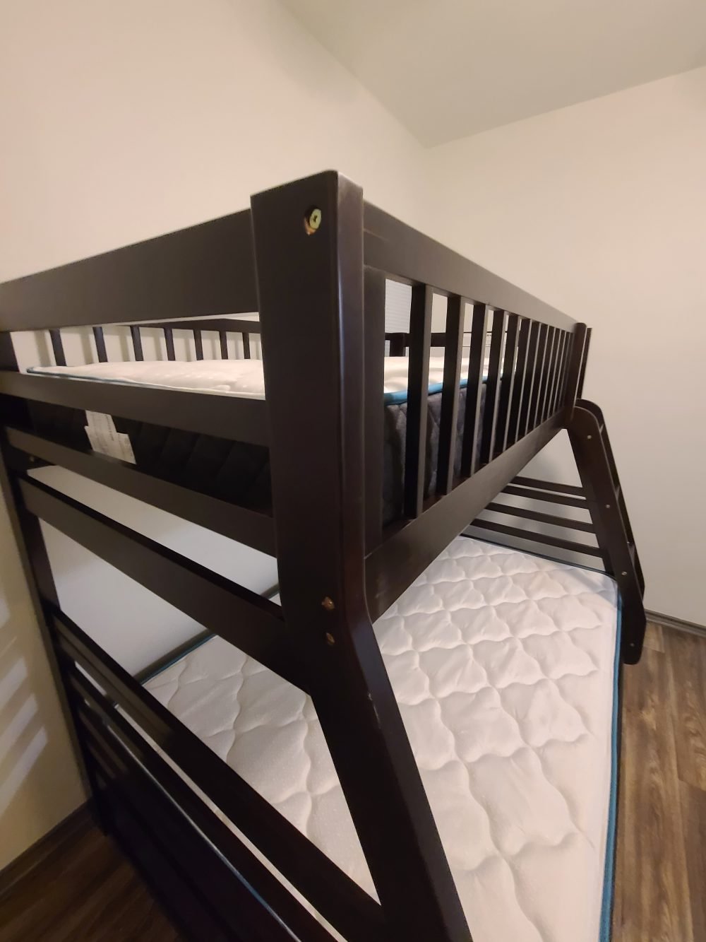 Isaac Twin/Full Wood Bunk Bed with 2 Drawers in Espresso Brown