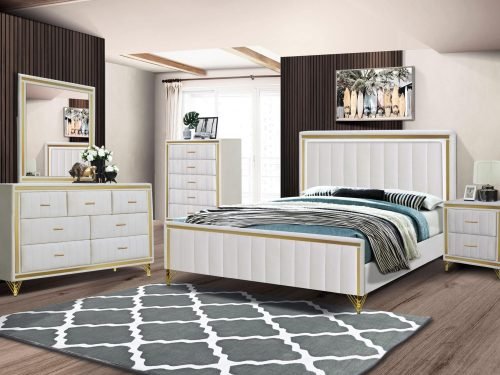 Item Condesa Velvet Beige Bedroom set 5 pc qeen or king
