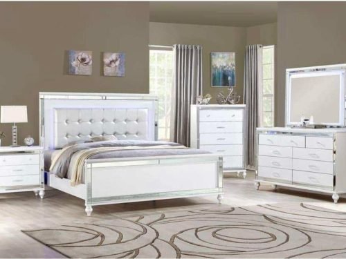 Item B2115 White bed broom set 5 pc king only Available