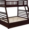 Isaac Twin/Full Wood Bunk Bed with 2 Drawers in Espresso Brown