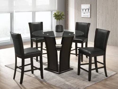 Orlando - Black Pub Table + 4 Chair Se