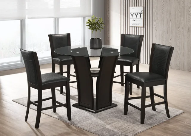 Orlando - Black Pub Table + 4 Chair Se