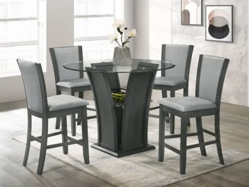 Orlando - Grey Pub Table + 4 Chair Set **NEW FABRIC CHAIRS*