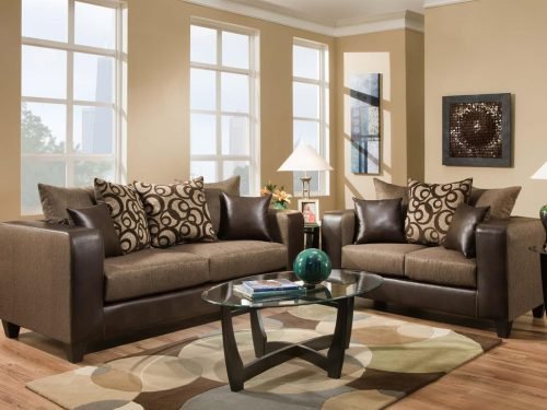 110 - Brown Sofa & Loveseat