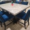 2220 Blue - (FAUX MARBLE) Counter Height Table + 6 Chair Set