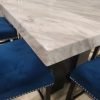 2220 Blue - (FAUX MARBLE) Counter Height Table + 6 Chair Set