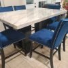 2220 Blue - (FAUX MARBLE) Counter Height Table + 6 Chair Set