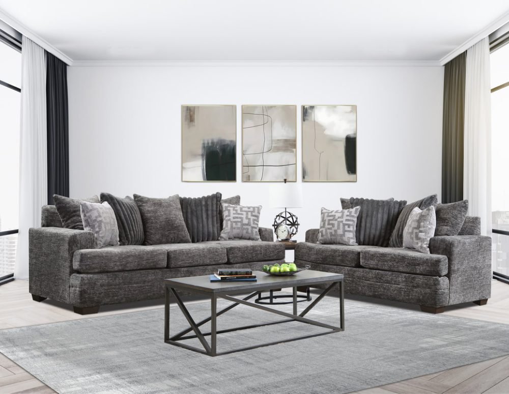 2675-07 CHARCOAL Sofa & Loveseat