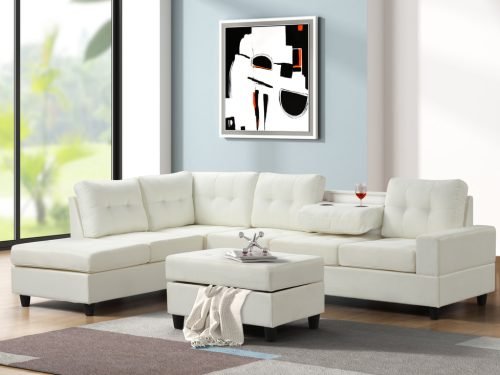 33Heights Reversible Sectional + Storage Ottoman Set
