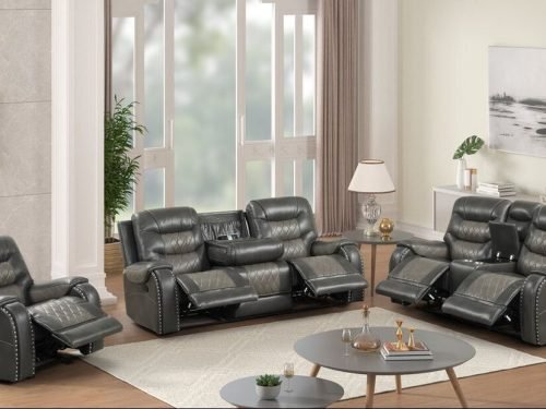 Cowboy tow tone Grey OVERSIZED 3PC Reclining Set