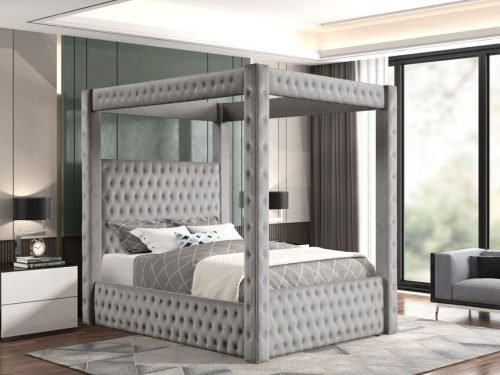 Castle Grey Platform Bed - Queen (KING