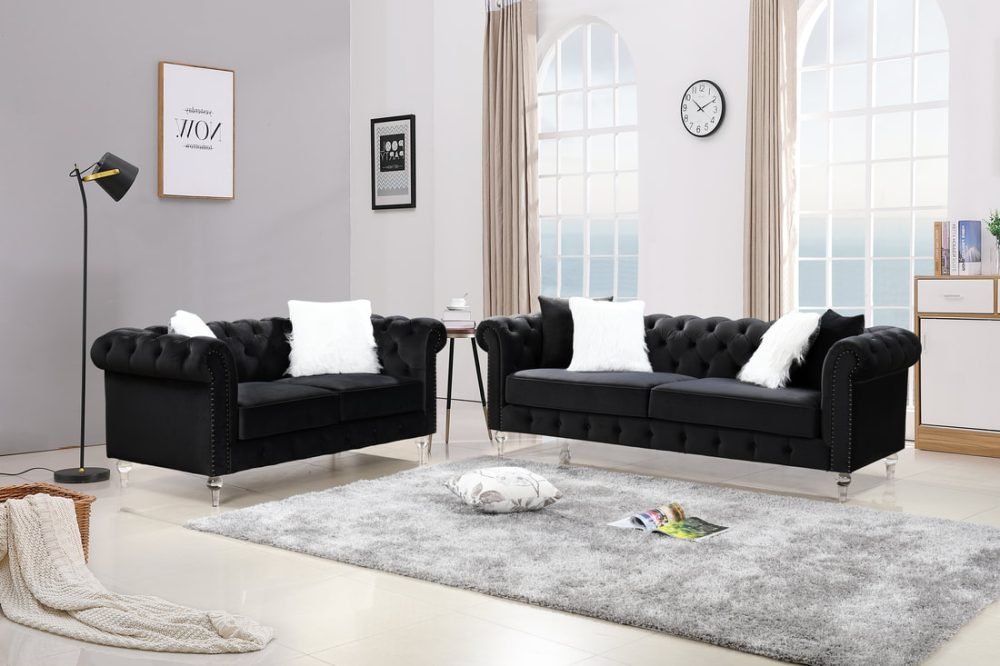Prince - Black Sofa & Loveseat Set (2PC ONLY)