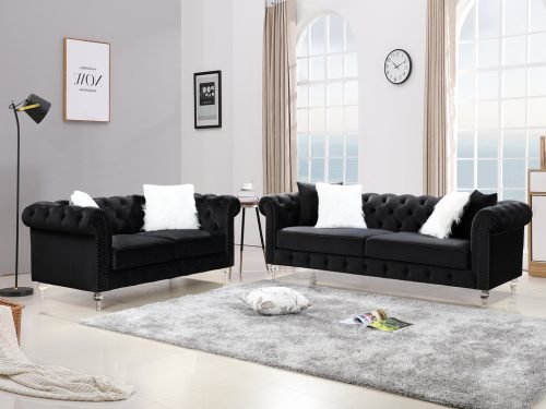 Prince - Black Sofa & Loveseat Set (2PC ONLY)
