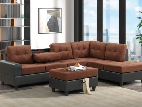 PU6-Heights Reversible Sectional + Ottoman Set
