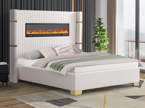 Romance White Platform Bed Queen, King