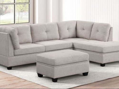 Sienna - Stone Sectional + Ottoman Set