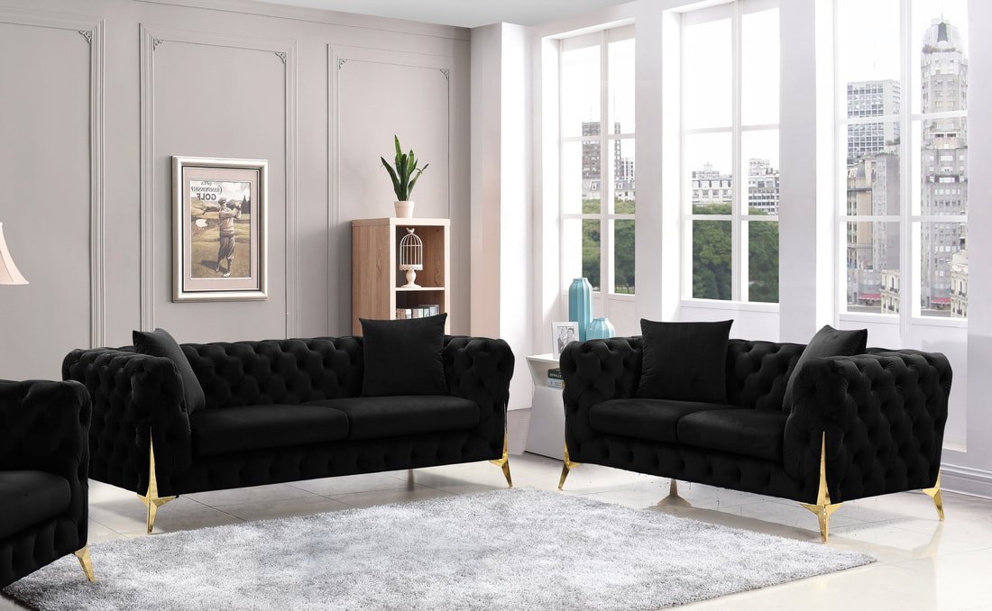 110 - Black Sofa & Loveseat Set