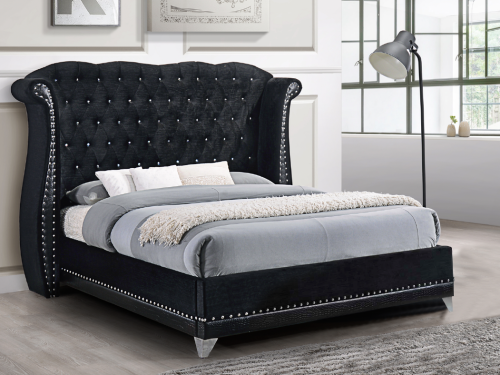 Luxor Black Platform Bed Queen, King