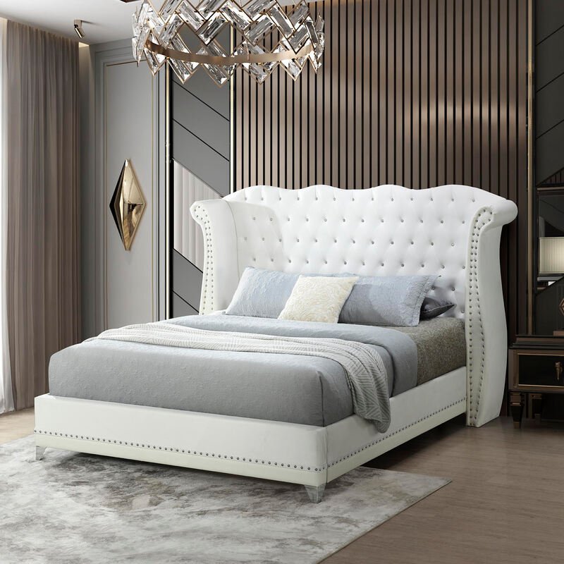 Luxor White Platform Bed Queen, King