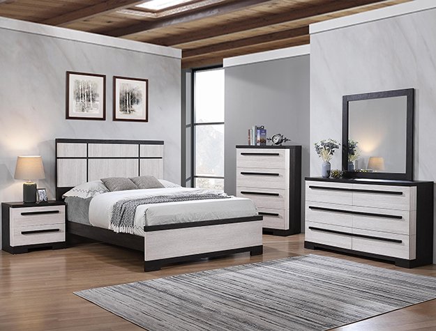 SETB8162 REMINGTON BEDROOM BLACK/WHITE Queen or King