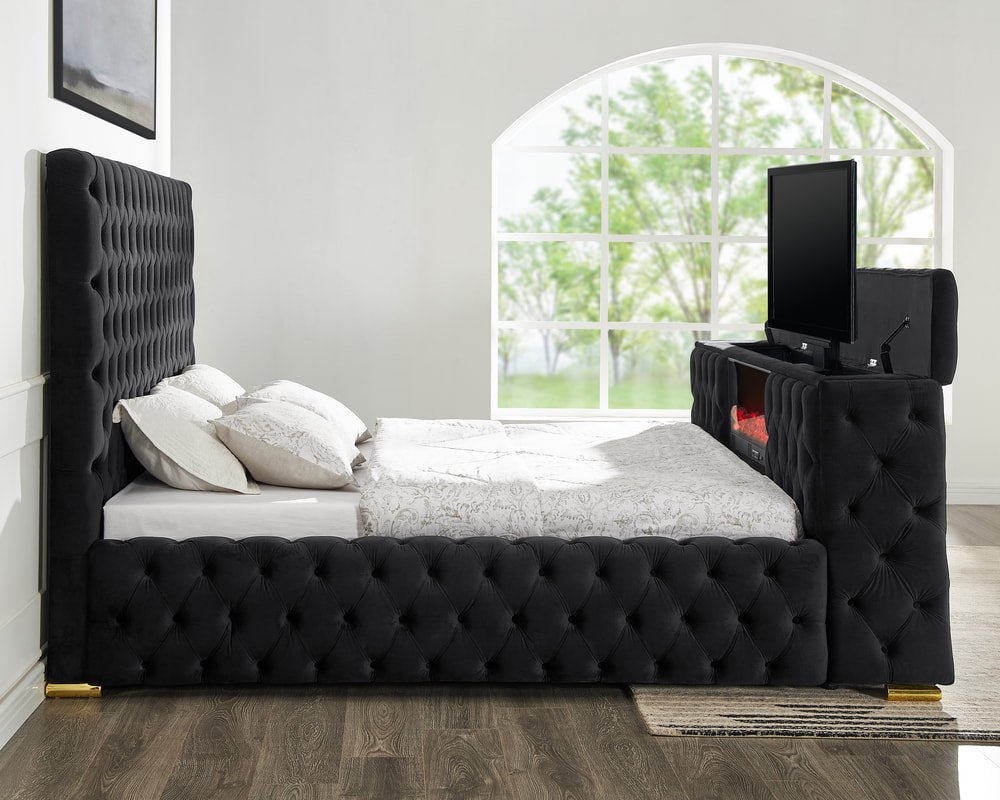 B1182 Black Platform Bed - Queen, King