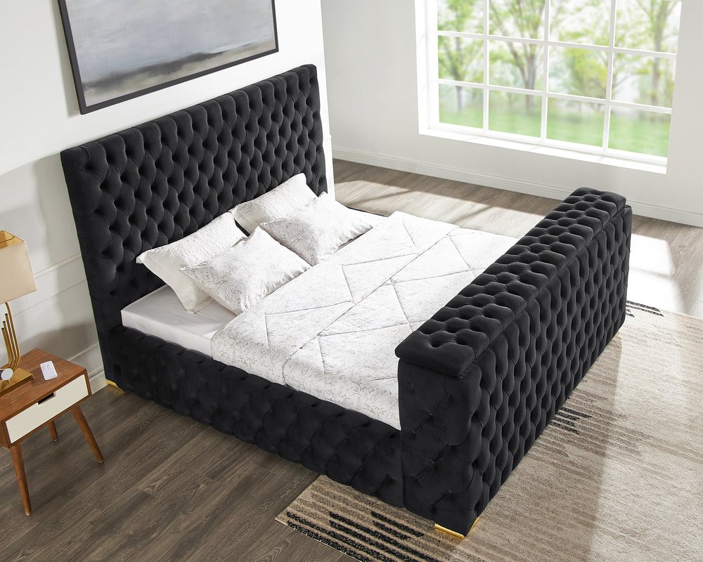 B1182 Black Platform Bed - Queen, King