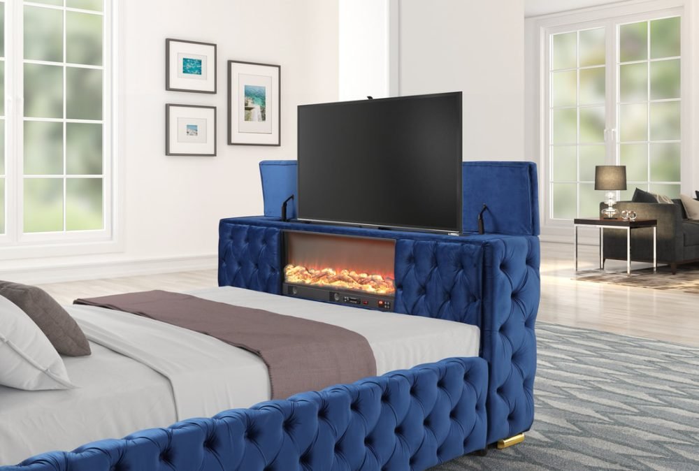 B1182 Blue Platform Bed - Queen, King