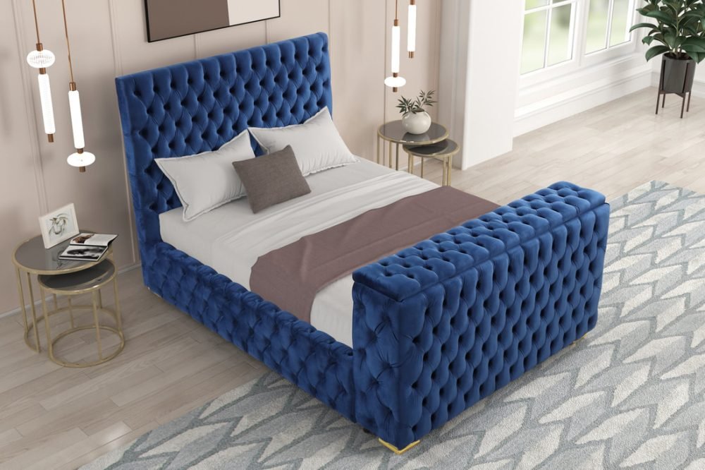 B1182 Blue Platform Bed - Queen, King