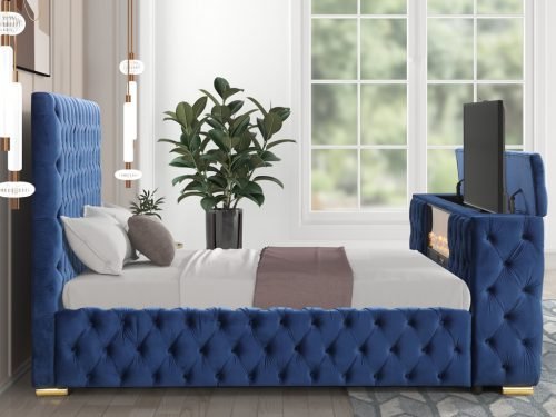 B1182 Blue Platform Bed - Queen, King
