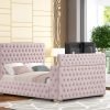 B1182  Pink Platform Bed - Queen, King