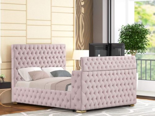 B1182  Pink Platform Bed - Queen, King