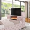 B1182  Pink Platform Bed - Queen, King