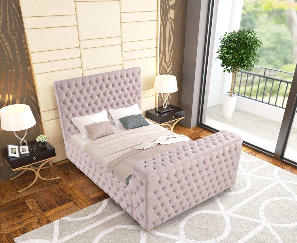 B1182  Pink Platform Bed - Queen, King