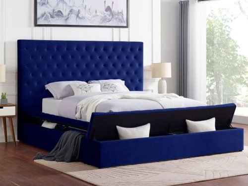 Gladis V  Blue Platform Bed Queen & King