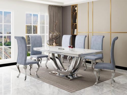 juana T Grey- Dining Table + 6 Chair Set