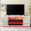 T300 TV STAND W/FIREPLACE (WHITE) WITH 7 COLOR BLUETOOTH
