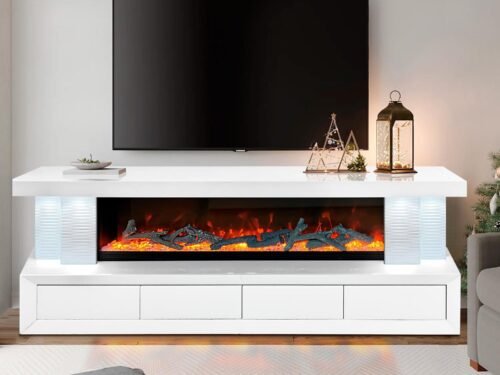 2025 TV STAND WHITE WIRELESS CHARGER SPOT LIGHT HEATER WITH 7 COLOR. BLUETOOTH