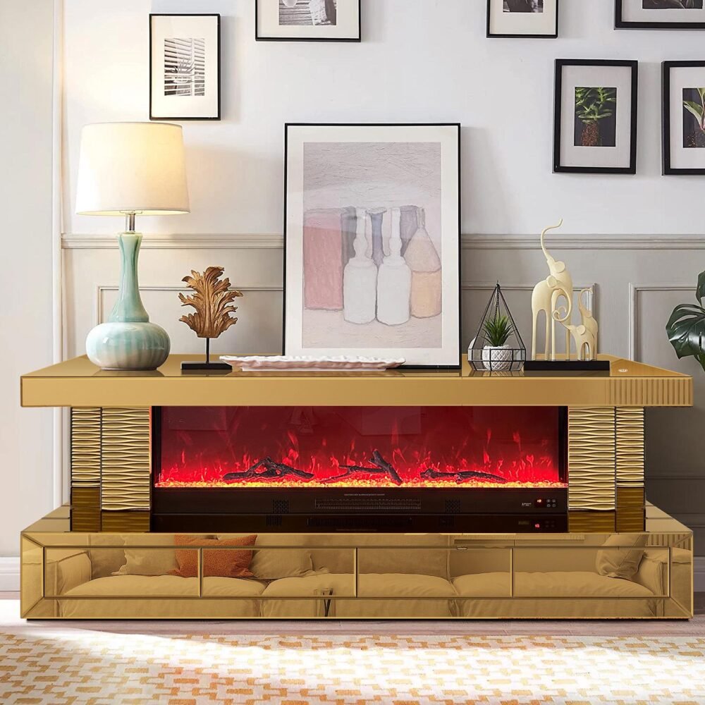 2025 TV STAND GOLD WIRELESS CHARGER SPOT LIGHT HEATER WITH 7 COLOR BLUETOOTH