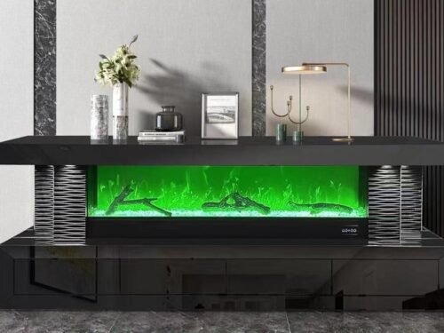 2025 TV STAND BLACK WIRELESS CHARGER SPOT LIGHT HEATER WITH 7 COLOR BLUETOOTH