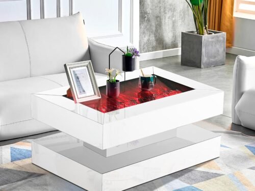 0719 OCCASIONAL TABLE WHITE GLASS LED