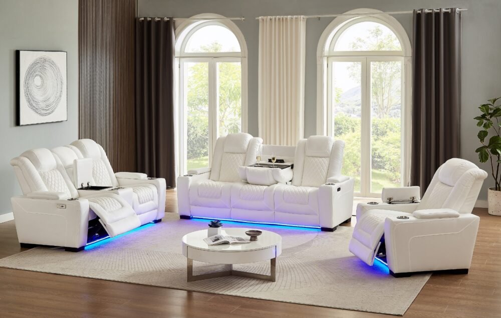 Texas white power Recliner 3 PC SET