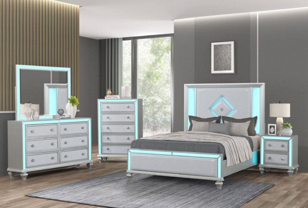 Diamond Silver  5 Pc Qeen  Bedroom
