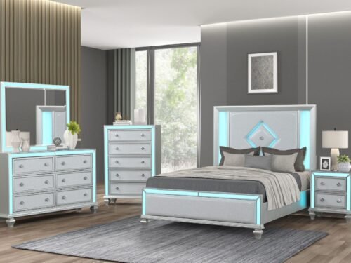 Diamond Silver  5 Pc Qeen  Bedroom