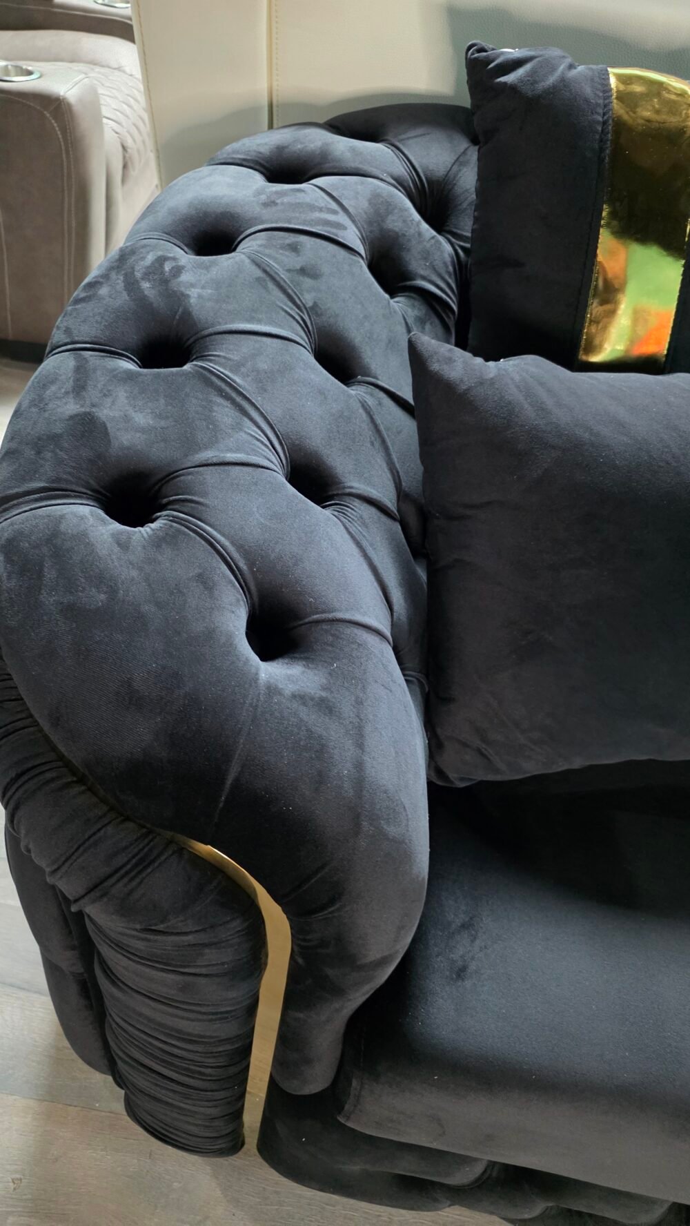 HVSL2025 Black Velvet  Living Room 2pc