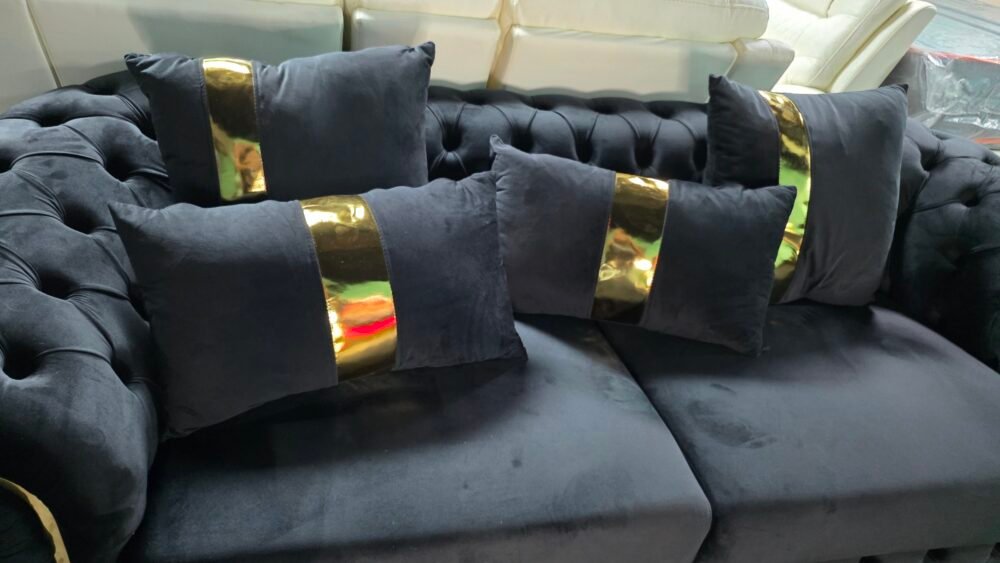 HVSL2025 Black Velvet  Living Room 2pc