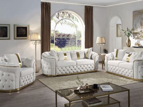 HVSL2025 Cream  Velvet  Living Room 2pc