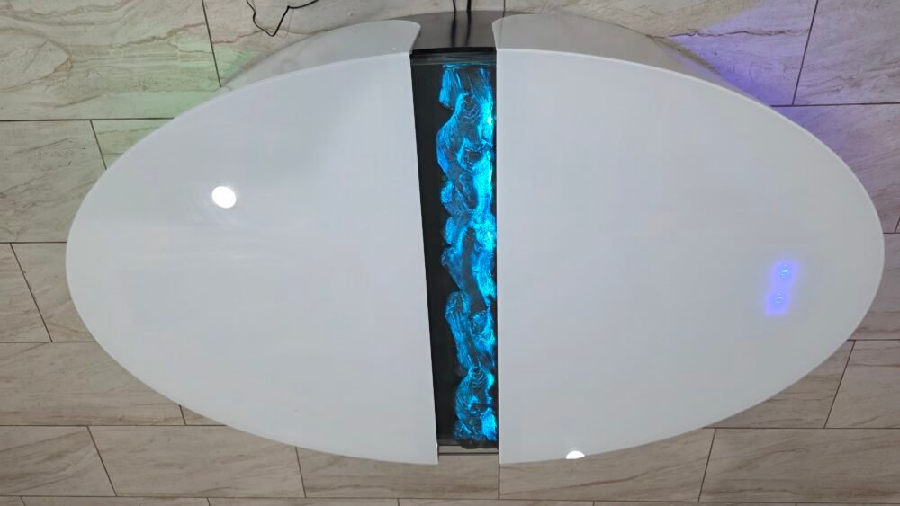 CT0312 F KRISTY COLLECTION COFFEE TABLE WHITE GLASS BLUETOOTH 3D