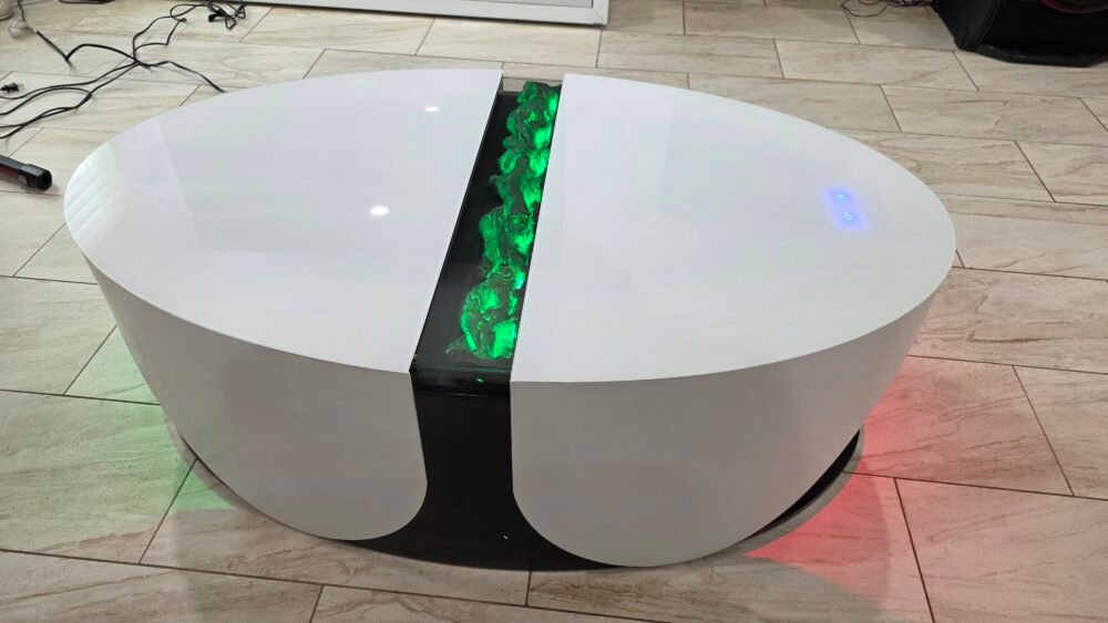 CT0312 F KRISTY COLLECTION COFFEE TABLE WHITE GLASS BLUETOOTH 3D
